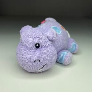 Vintage Kids II Mini Hippo Plush 4” Purple Spotted Terry Cloth Small Stuffed Toy